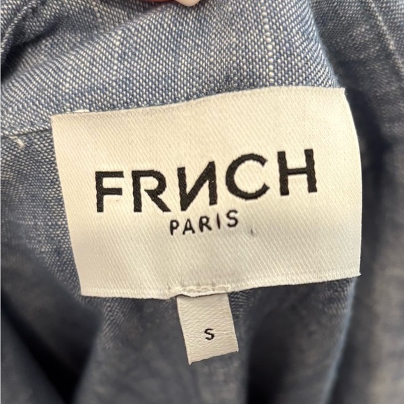 FRNCH Paris Linen Blend Denim Wrap Tie Waist Dress Size Sm rn 159143 - Picture 8 of 9